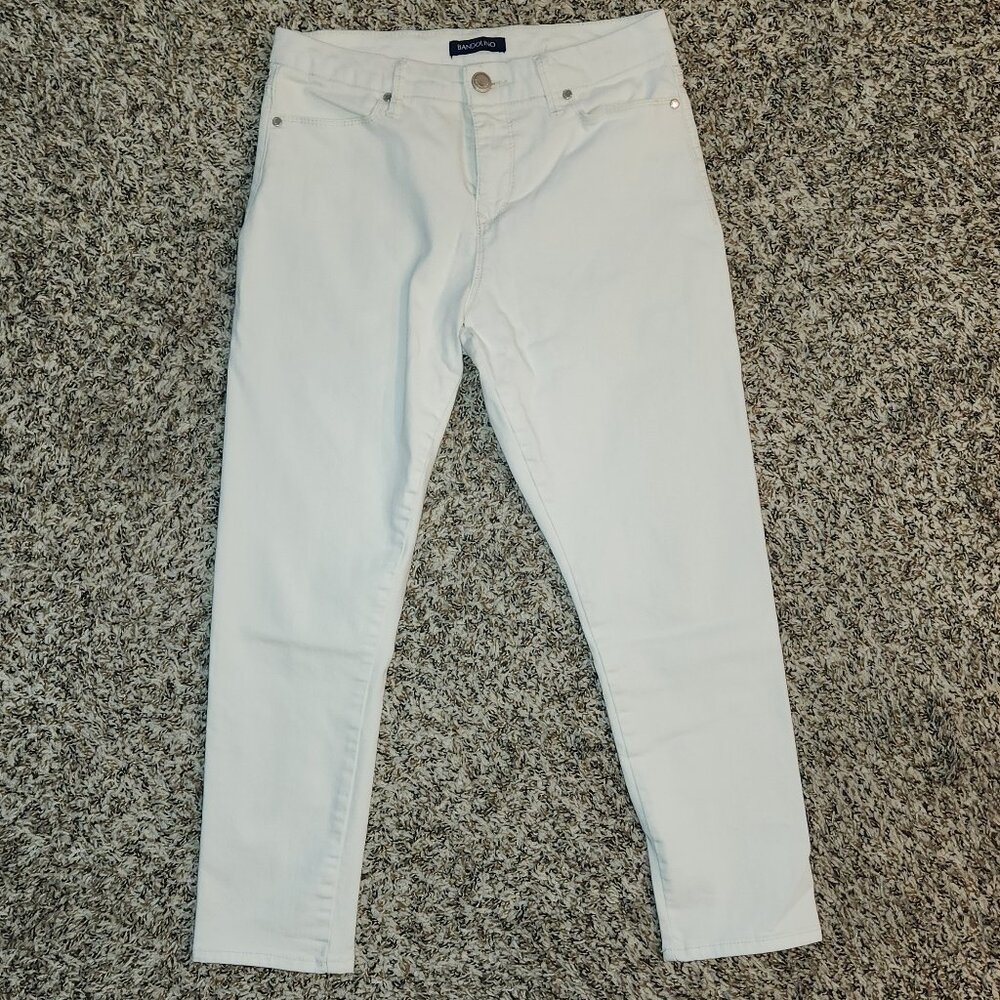 Bandolino Smooth Operator White Stretch Ankle Jeans — Size 8